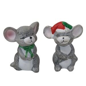 Christmas Mouse Salt Pepper Shaker Set Festive House of Lloyd Holiday Decor
